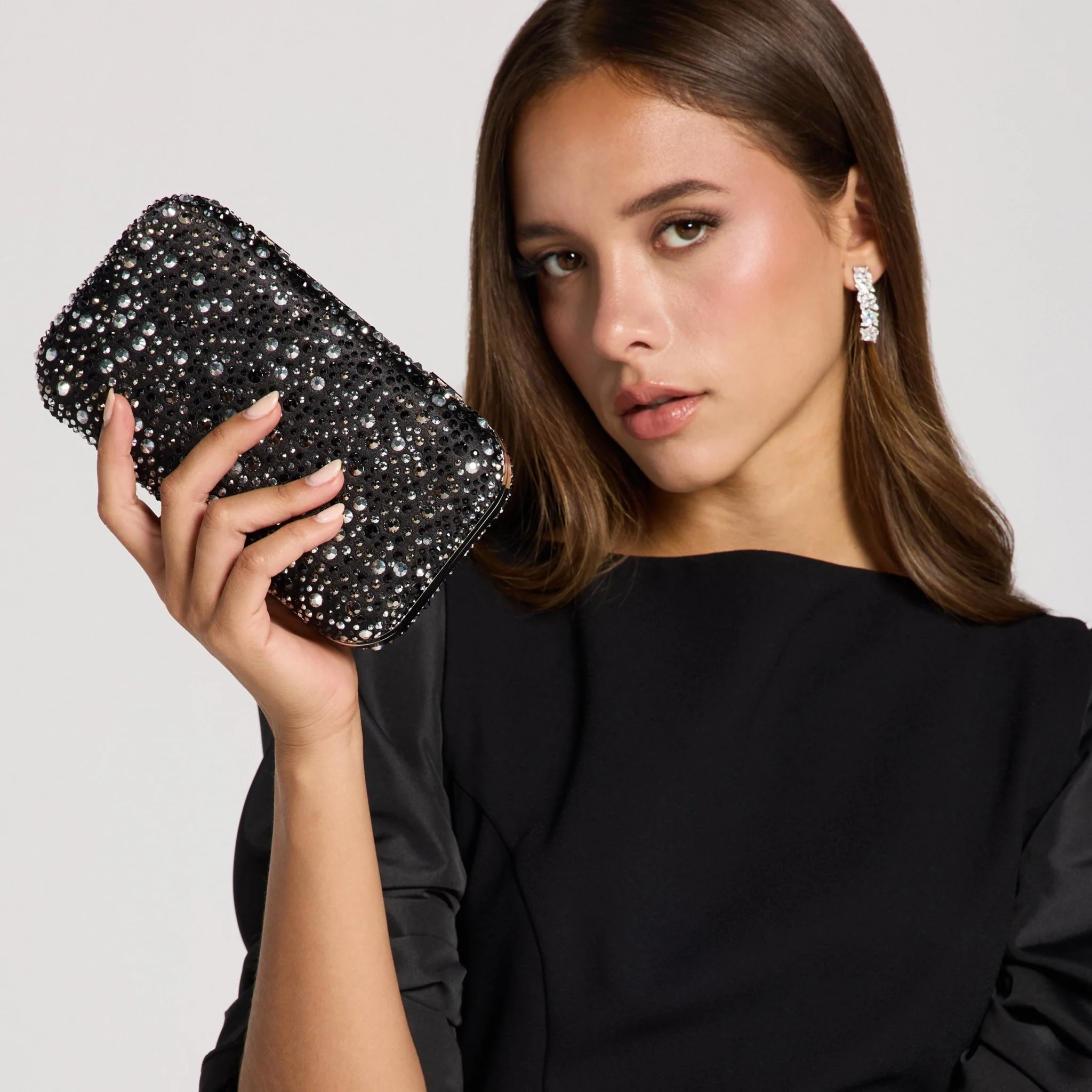Black Crystal Beaded Clutch - Image 4