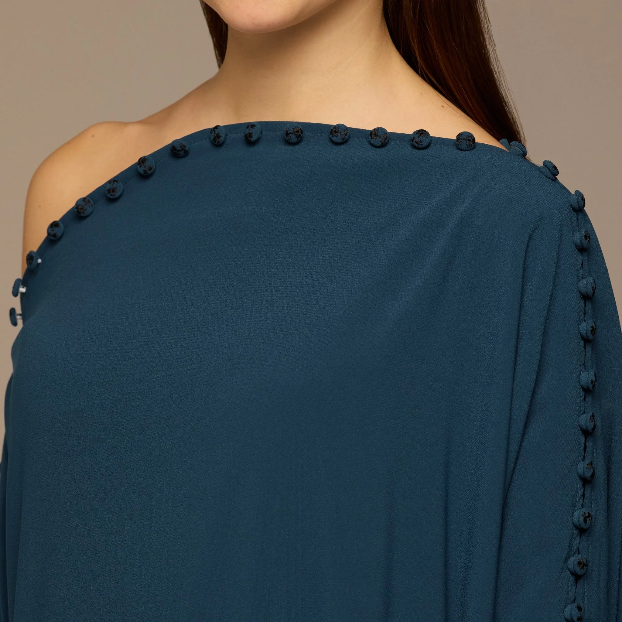 Blue Asymmetric Crepe Kaftan - Image 4