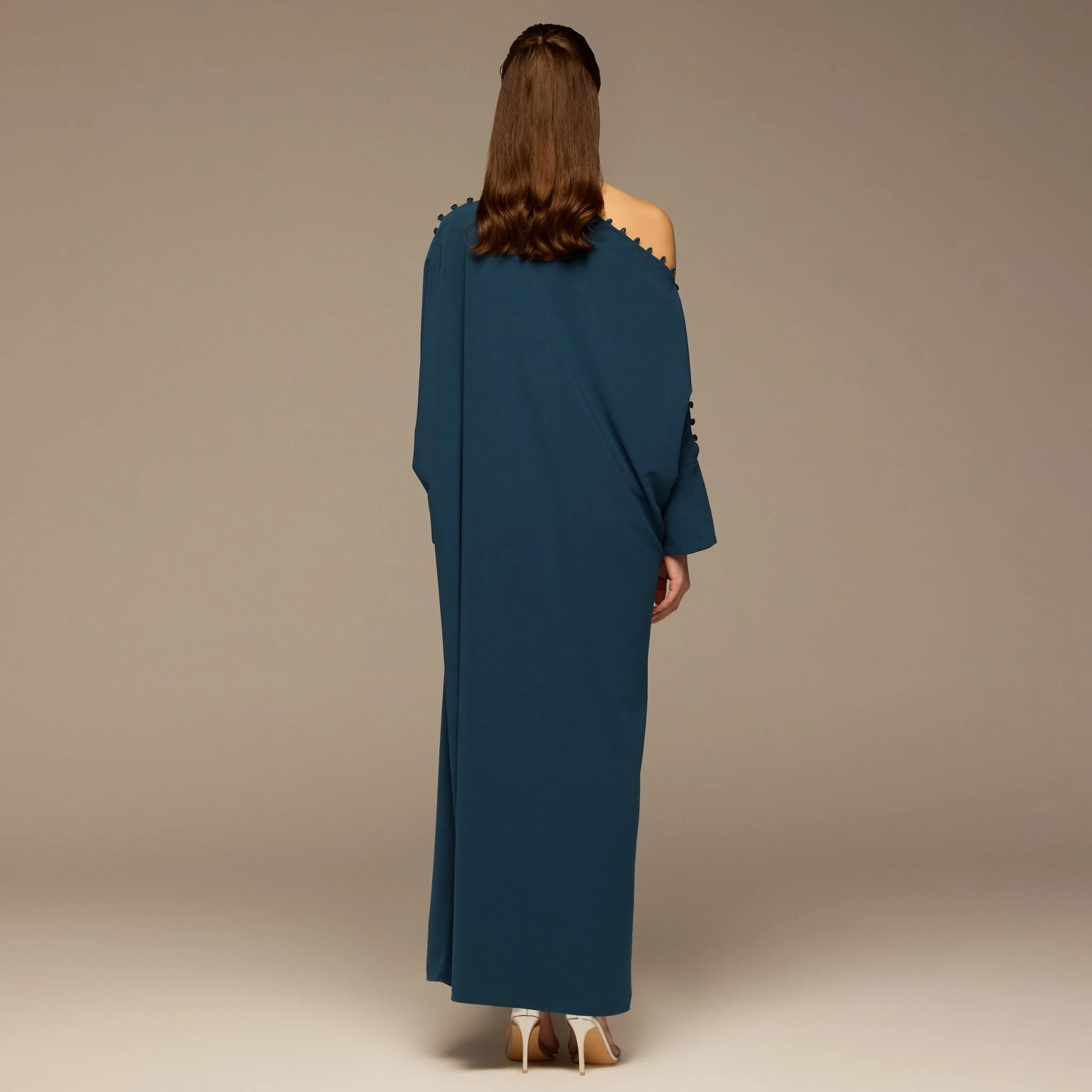 Blue Asymmetric Crepe Kaftan - Image 5