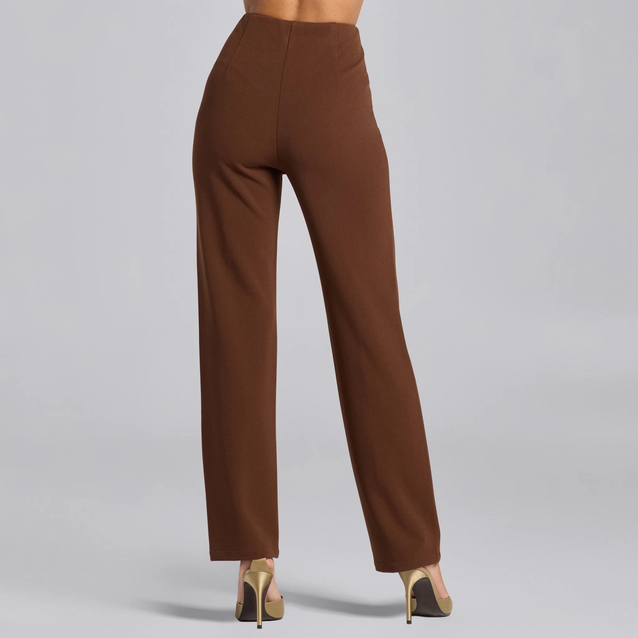 Brown Crepe V-Neck Blazer and High Waist Pants Set - Image 8
