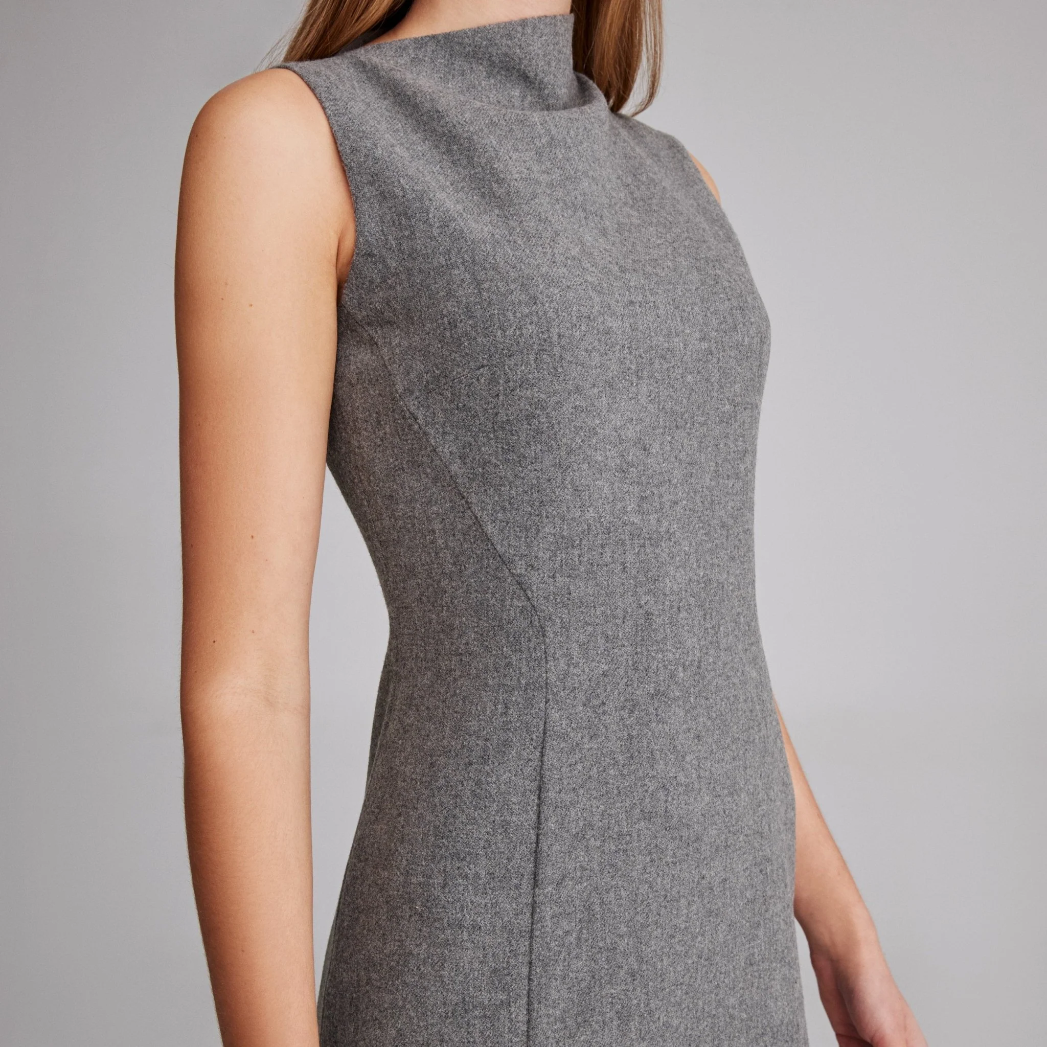 Virgin wool Asymmetric Midi Dress - Image 3