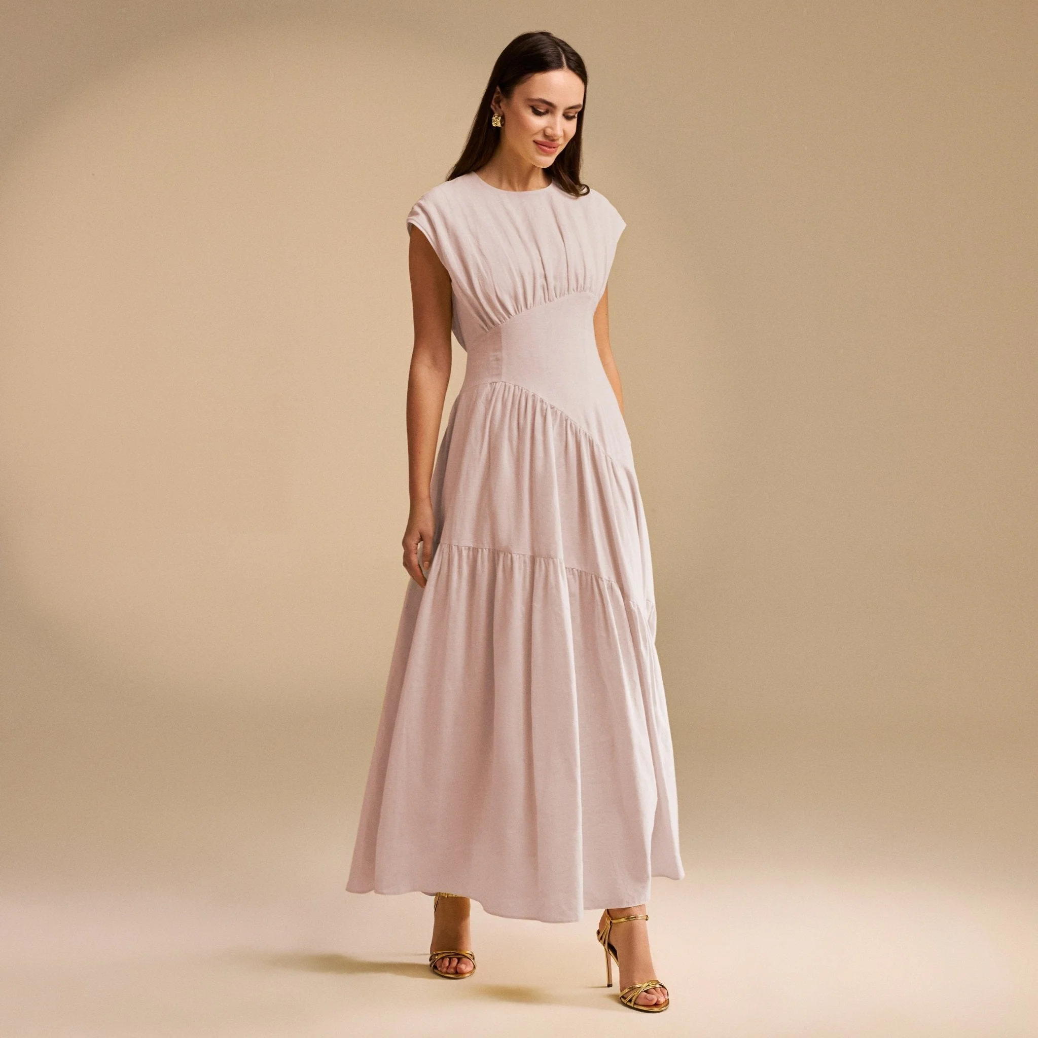 Gathered Waist A-Line Maxi Dress - Image 5