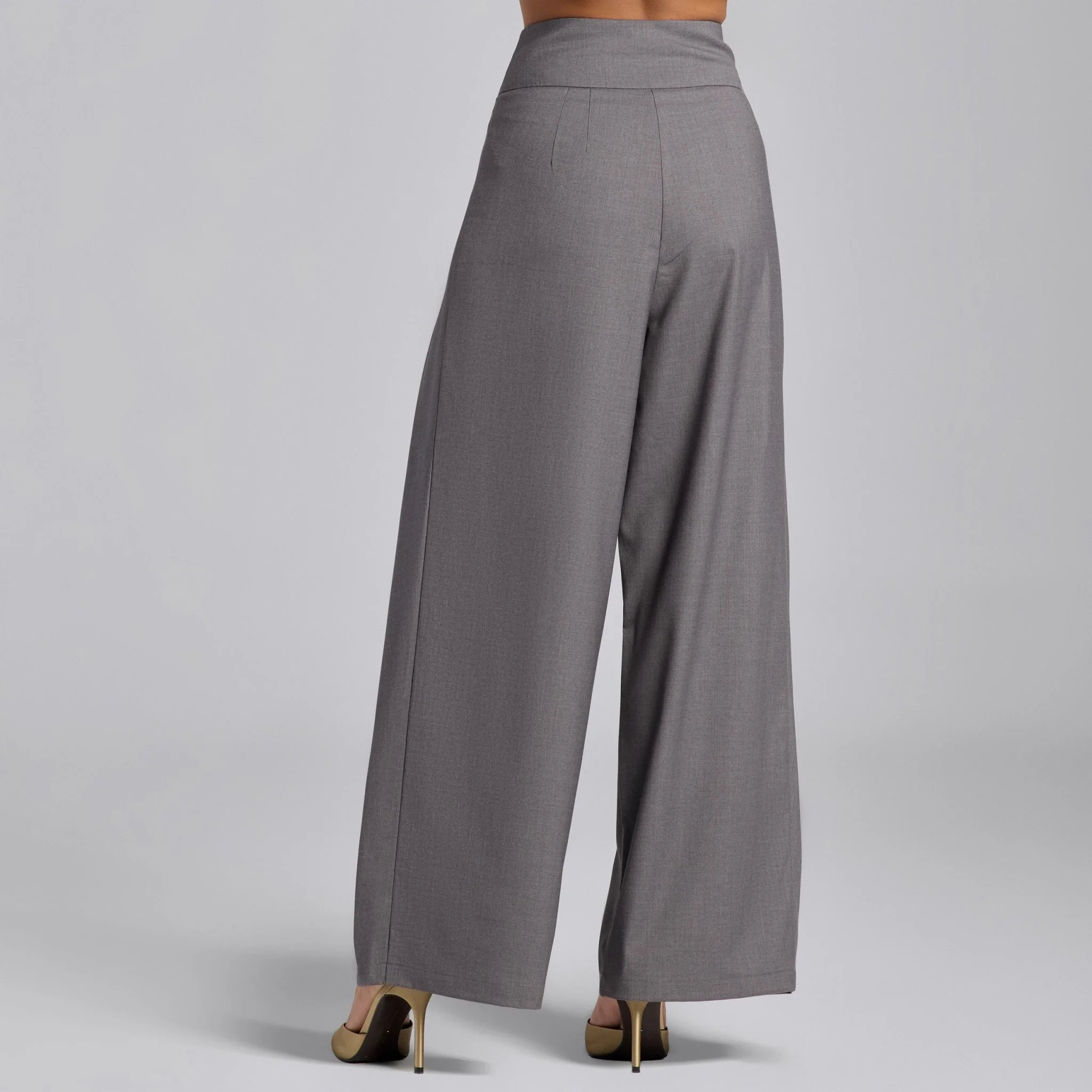 Gray Front Overlay Cotton Pants - Image 3