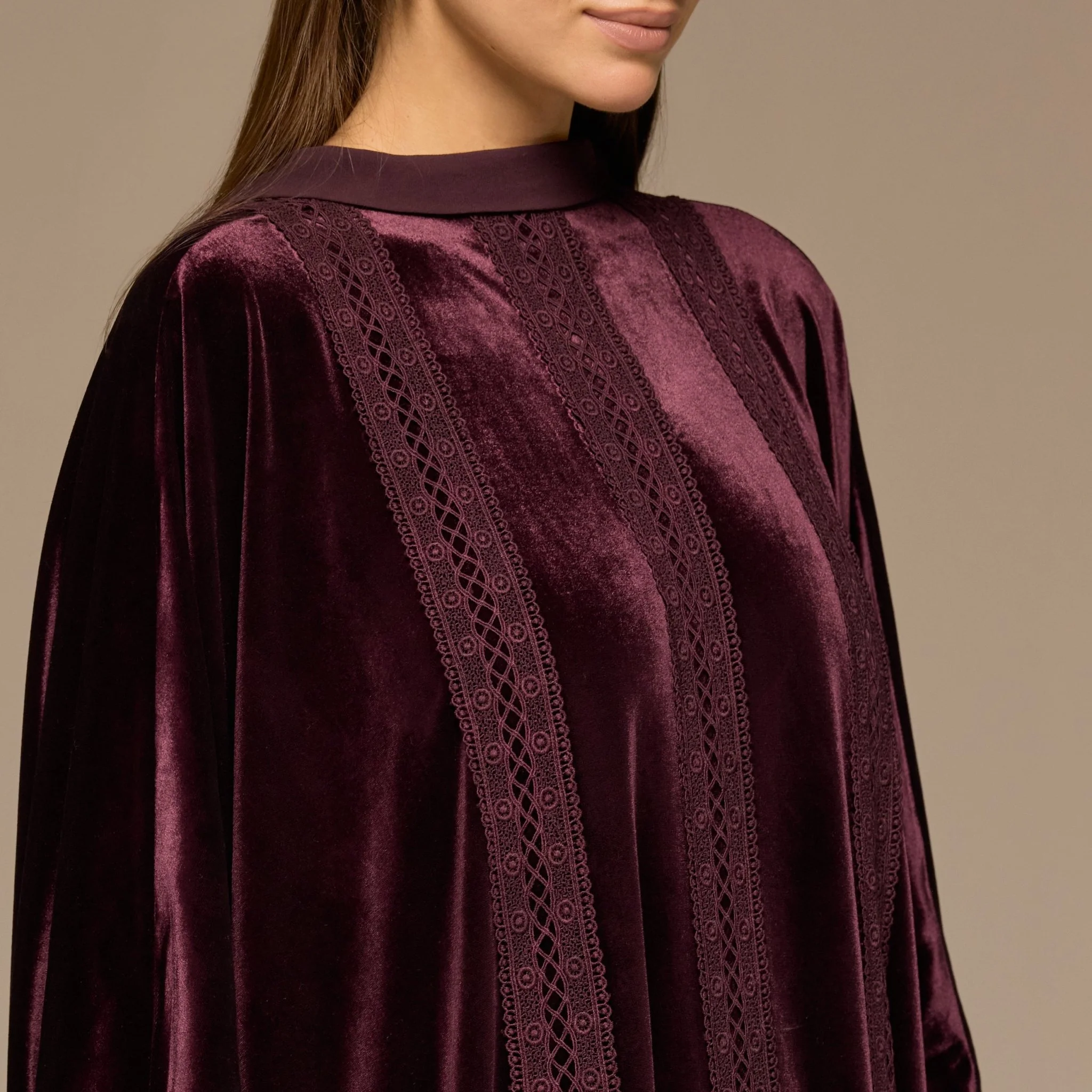 Purple Velvet Flowy Maxi Dress - Image 3