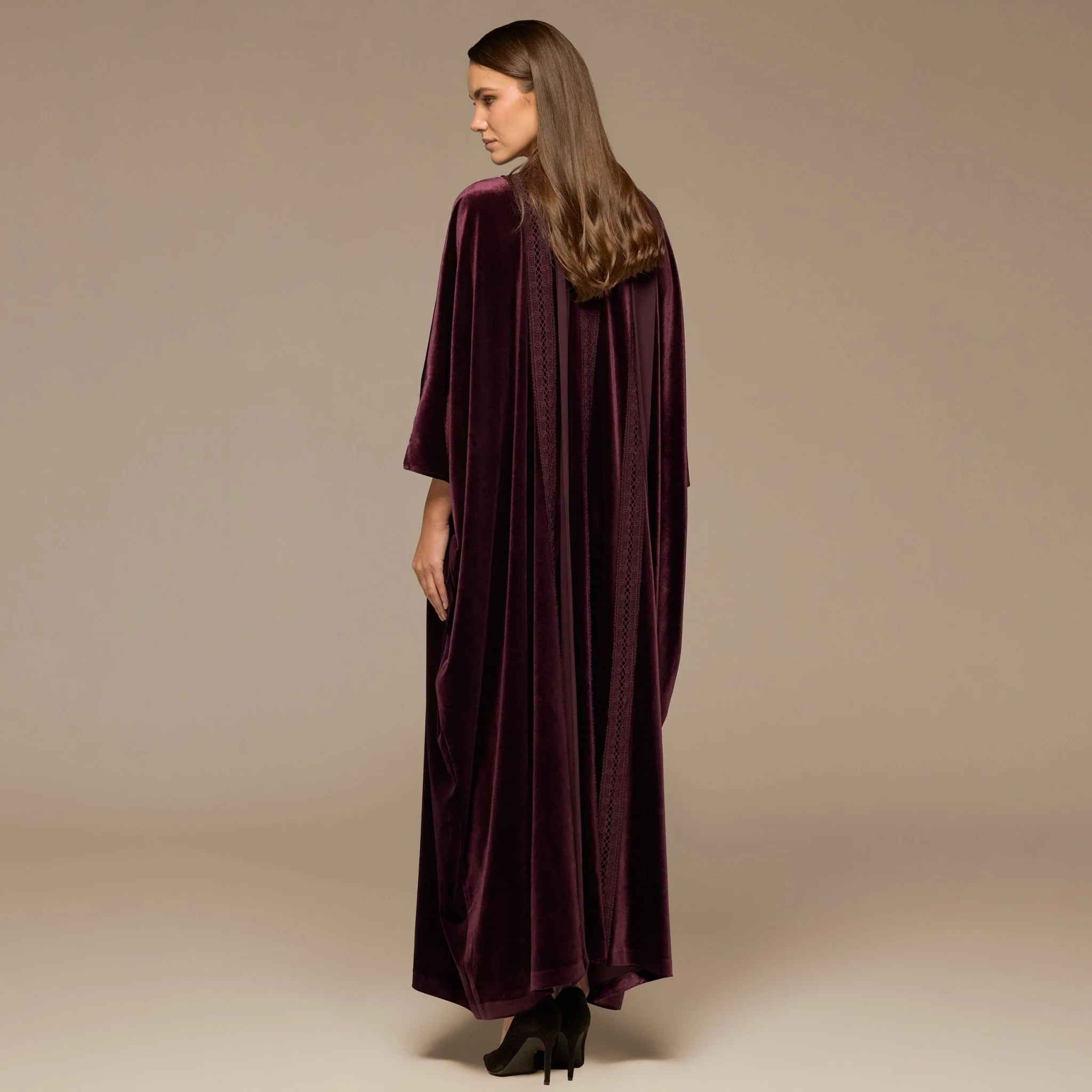 Purple Velvet Flowy Maxi Dress - Image 4