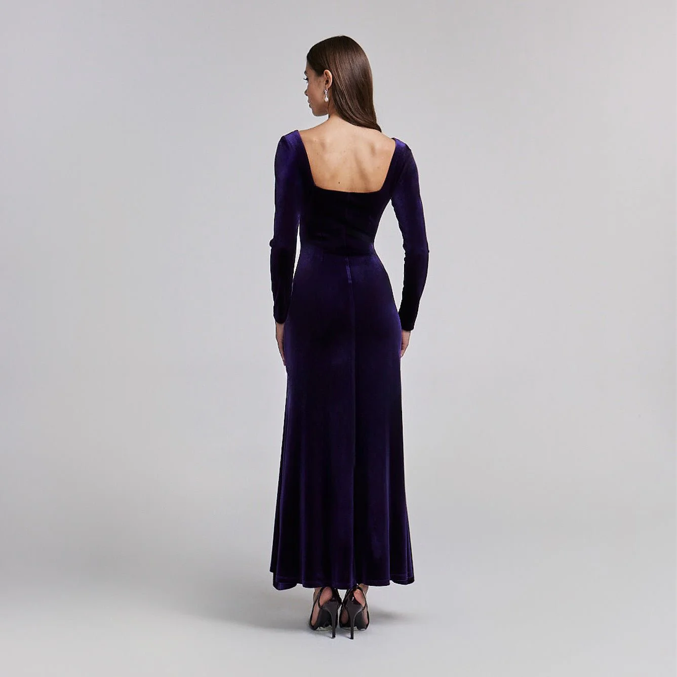 Purple Velvet Bodycon Maxi Dress - Image 3