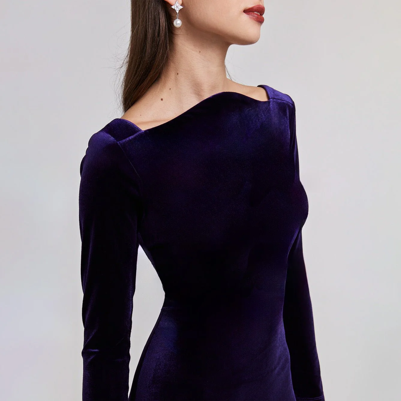 Purple Velvet Bodycon Maxi Dress - Image 4