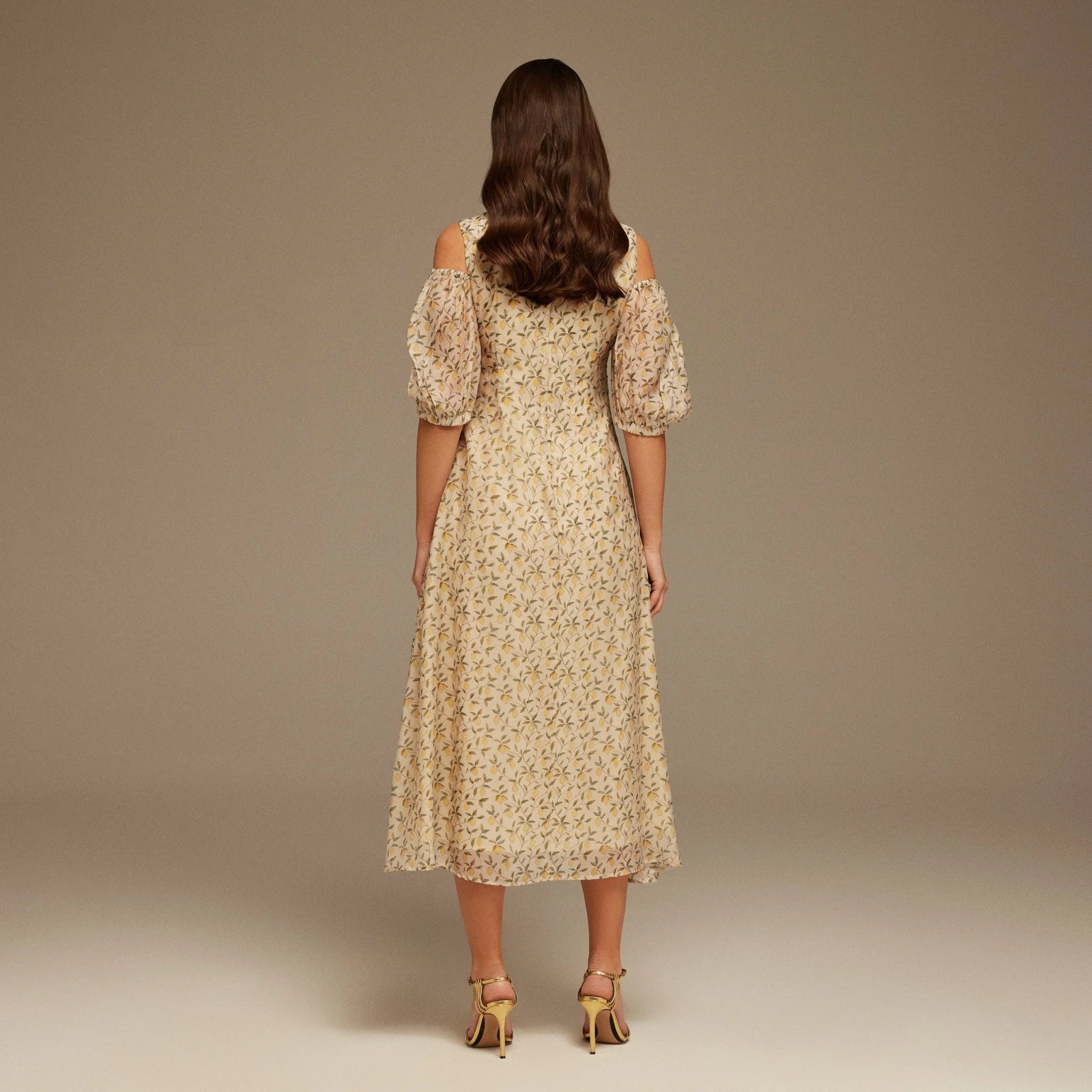 Square Neckline Puff Sleeve Printed Dress - Image 4