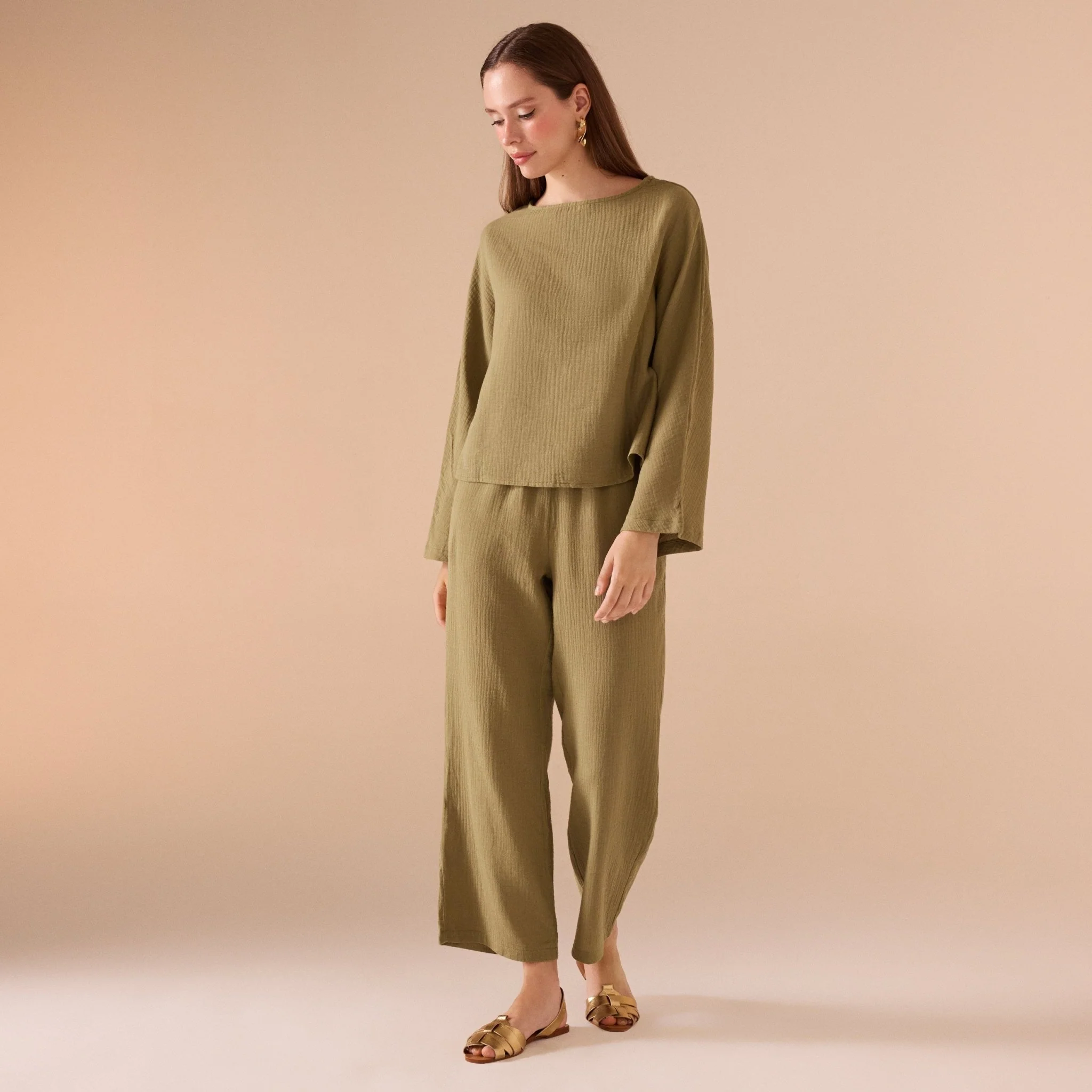 Cotton Elastic Waistband Pants - Image 3