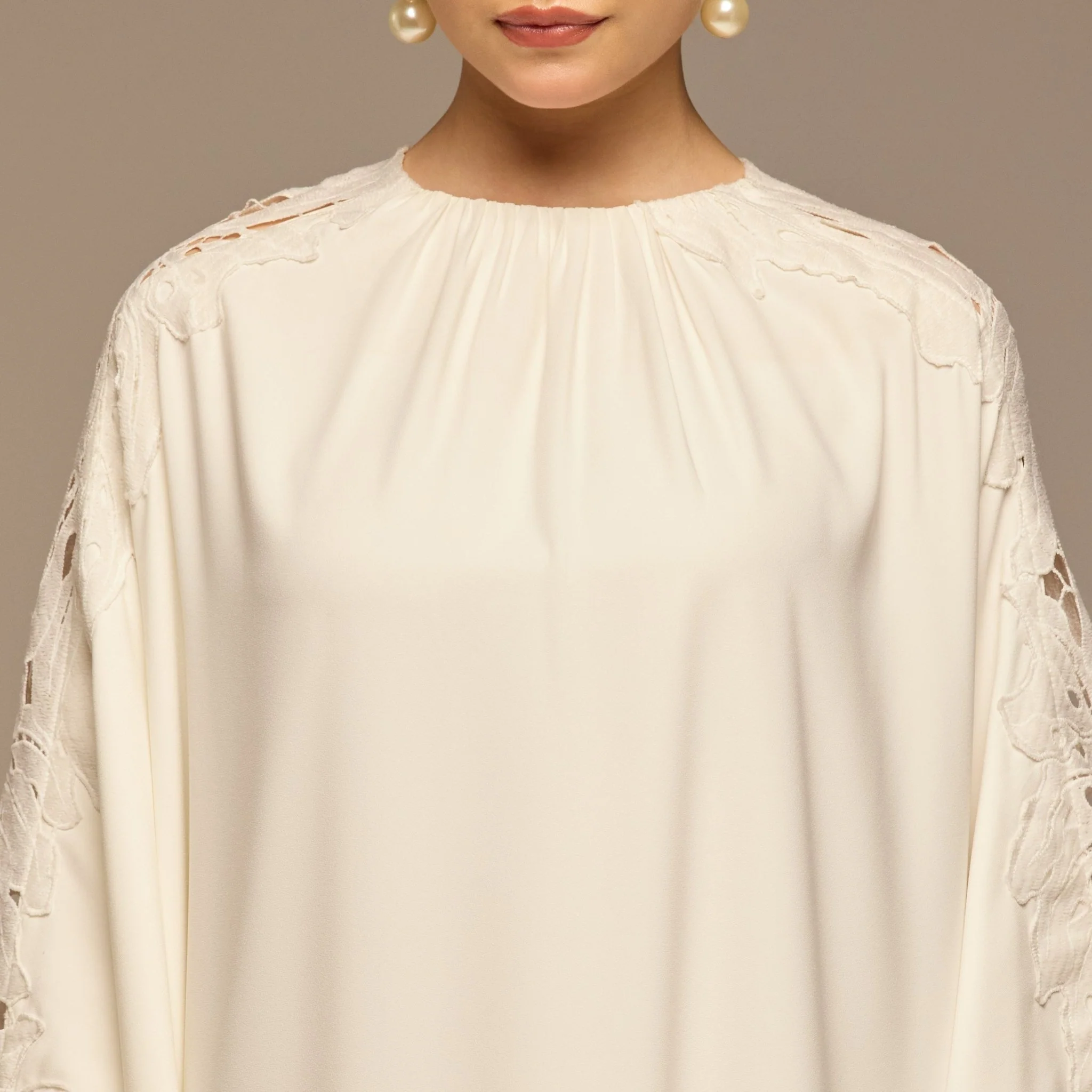 White Cut-Out Embroidered Crepe Maxi Dress - Image 4